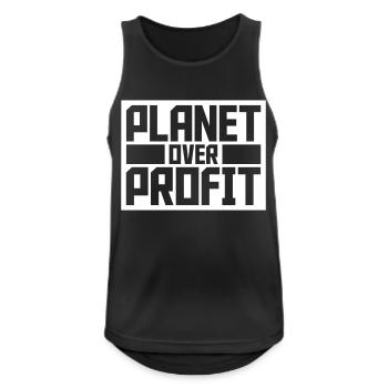 planet over profit Zitat - Männer Tank Top atmungsaktiv - Schwarz - Vorne - Nick (188cm)