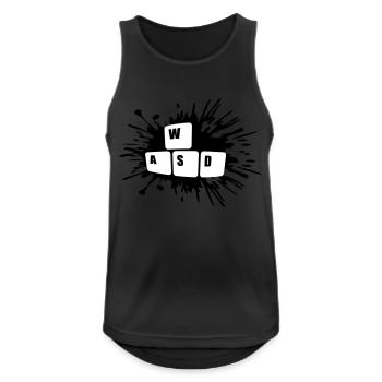 Tastatur Tasten Gamer WASD - Männer Tank Top atmungsaktiv - Schwarz - Vorne - Nick (188cm)