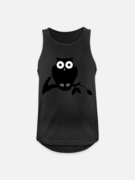 owl on branch - Men's Breathable Tank Top - black