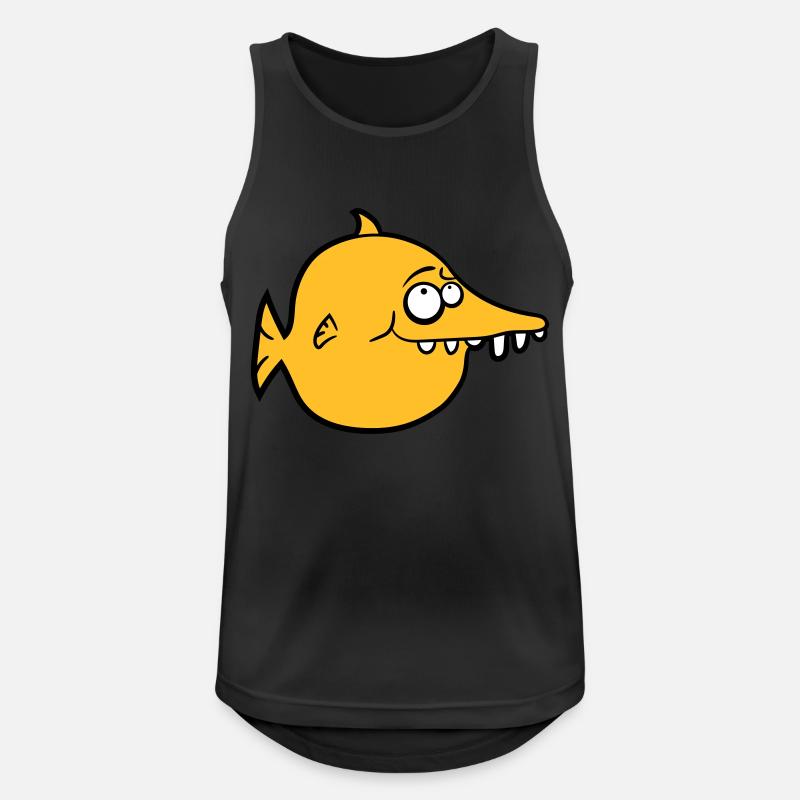 thick round funny comic fish - Men's Breathable Tank Top - black