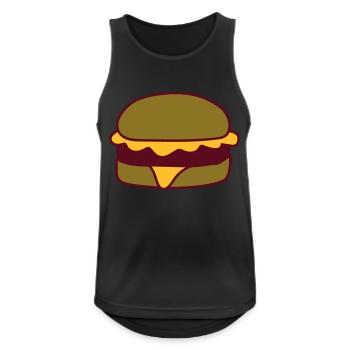 cheeseburger hamburger délicieux fast food nourriture suspendu - Débardeur respirant Homme - noir - Devant - Nick (188cm)