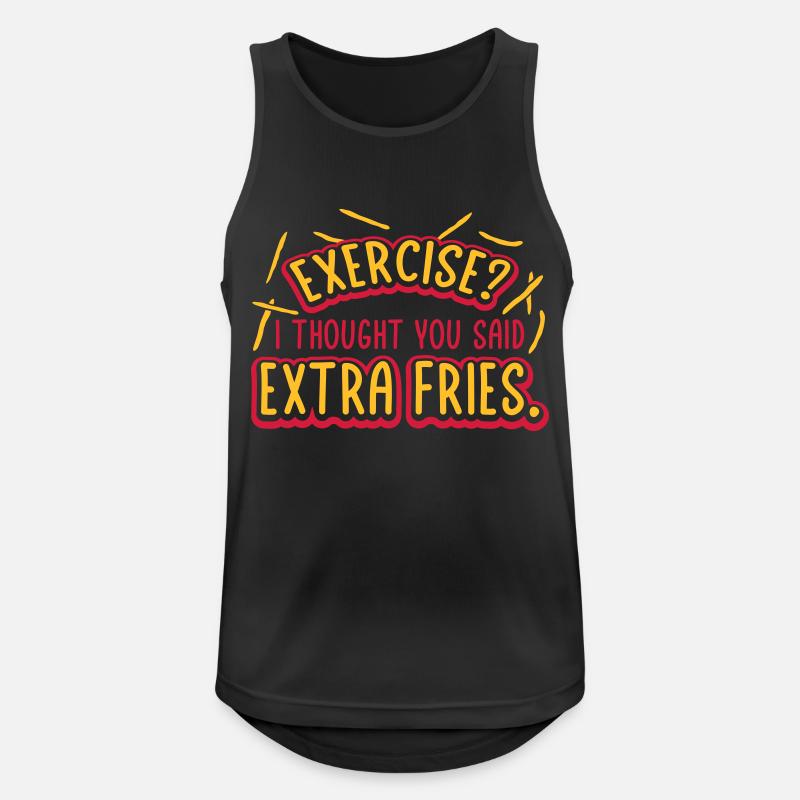 Exercise Extra Fries Zitat - Männer Tank Top atmungsaktiv - Schwarz