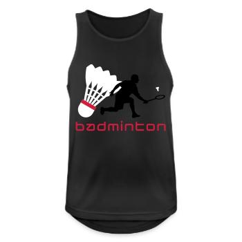 badminton_022011_y_3c - Männer Tank Top atmungsaktiv - Schwarz - Vorne - Nick (188cm)