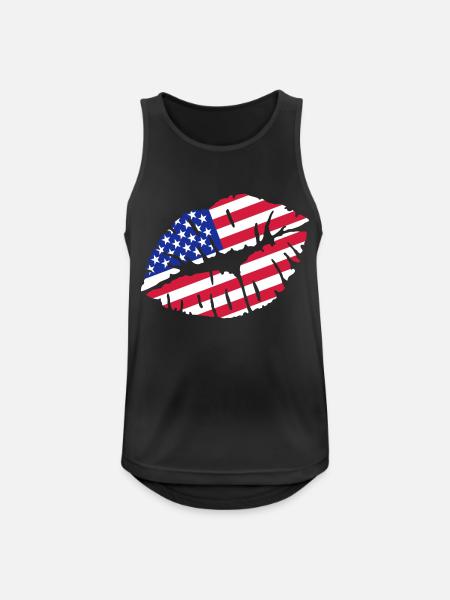 USA - Männer Tank Top atmungsaktiv - Schwarz