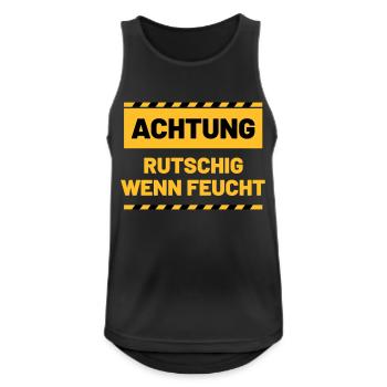ACHTUNG rutschig wenn feucht - Männer Tank Top atmungsaktiv - Schwarz - Vorne - Nick (188cm)