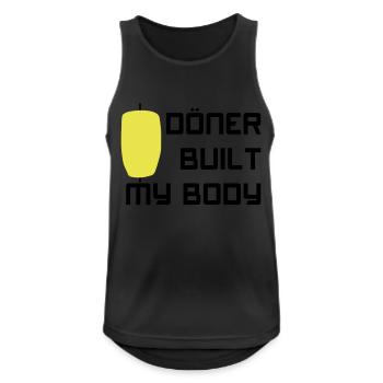 Döner construit mon corps - Débardeur respirant Homme - noir - Devant - Nick (188cm)