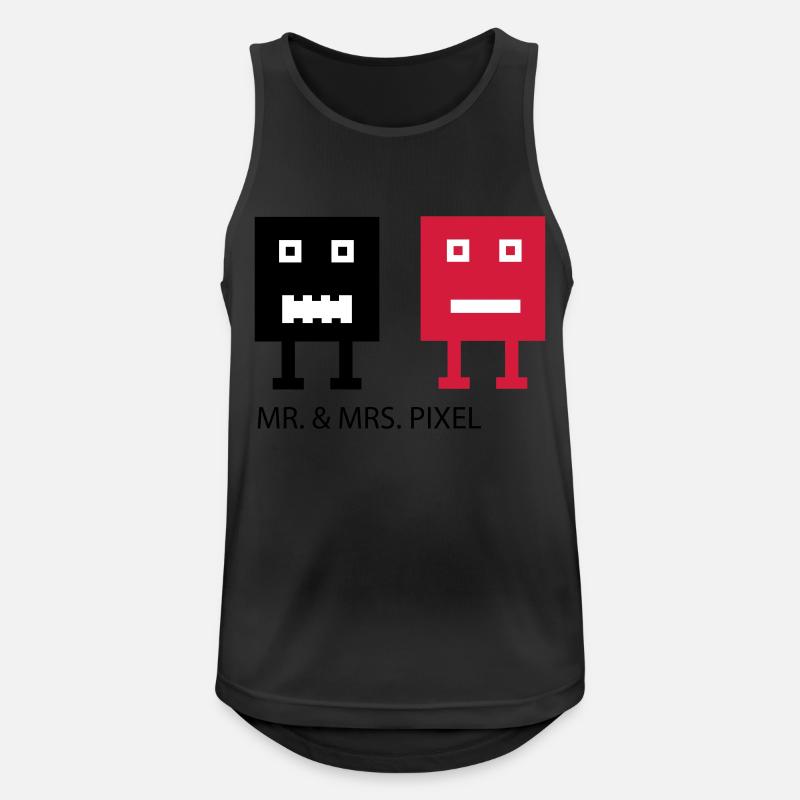 Mr & Mrs Pixel - Männer Tank Top atmungsaktiv - Schwarz