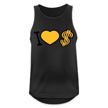 coeur dollar j'aime amour symbole signe argent riche - Débardeur respirant Homme - noir - Devant - Nick (188cm)