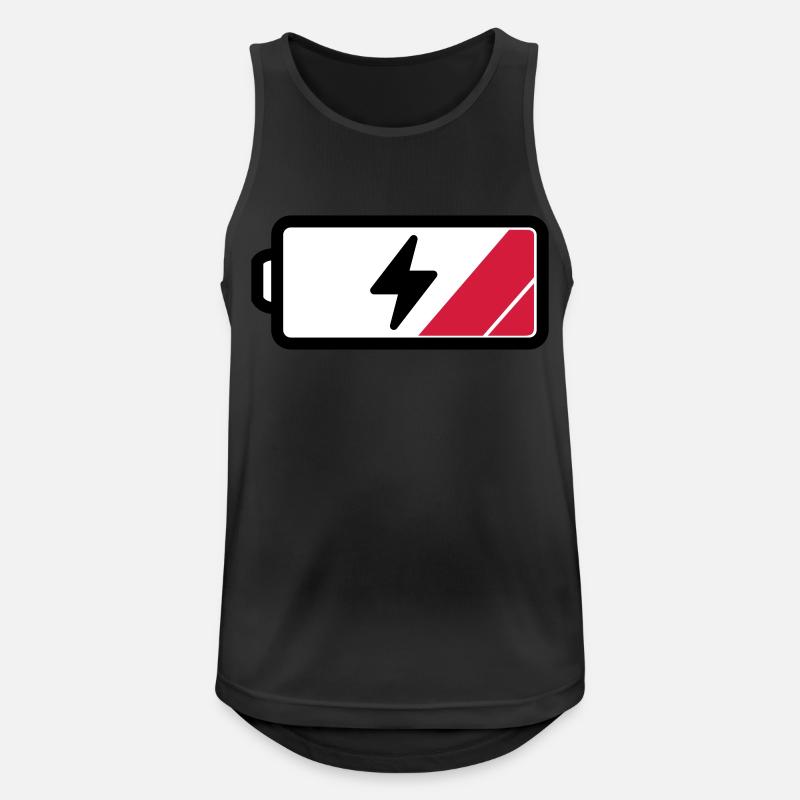 Akku low - Männer Tank Top atmungsaktiv - Schwarz