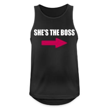 Sie ist der Boss - Männer Tank Top atmungsaktiv - Schwarz - Vorne - Nick (188cm)