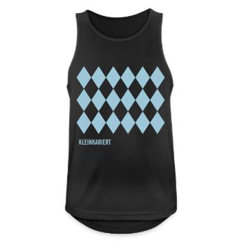 Kleinkariert - Männer Tank Top atmungsaktiv - Schwarz - Vorne - Nick (188cm)