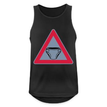 Vorsicht Schild Windel - Männer Tank Top atmungsaktiv - Schwarz - Vorne - Nick (188cm)