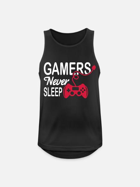 Gamers Never Sleep - Männer Tank Top atmungsaktiv - Schwarz