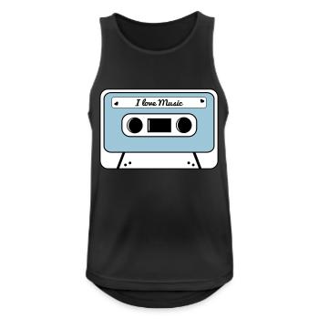 Kassette - Männer Tank Top atmungsaktiv - Schwarz - Vorne - Nick (188cm)