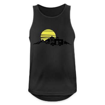 Freizeit - Wohnmobil Berge - Männer Tank Top atmungsaktiv - Schwarz - Vorne - Nick (188cm)