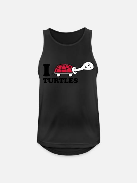 I Love Turtles - Männer Tank Top atmungsaktiv - Schwarz
