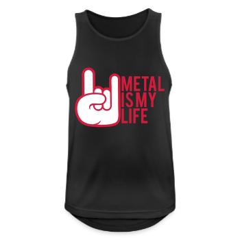 Metal Is My Life Hard Rock Cornes Bande Dessinée Geste de la Main - Débardeur respirant Homme - noir - Devant - Nick (188cm)