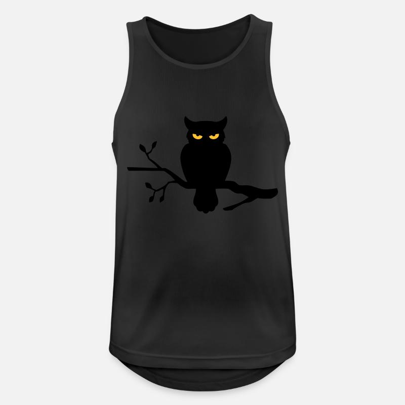 Eule auf Ast - Männer Tank Top atmungsaktiv - Schwarz