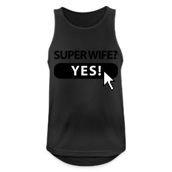 super_wife_button - Männer Tank Top atmungsaktiv - Schwarz - Vorne - Nick (188cm)