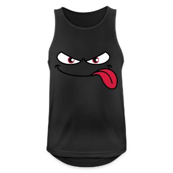 Evil-looking cartoon face tongue sticking out - Men's Breathable Tank Top - black - Front - Nick (188cm)