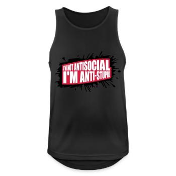 not antisocial anti stupid - Men's Breathable Tank Top - black - Front - Nick (188cm)