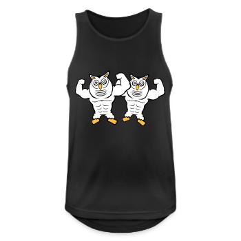 2 Eulen Bodybuilder Muskeln Bizeps Posen Gym Rat - Männer Tank Top atmungsaktiv - Schwarz - Vorne - Nick (188cm)
