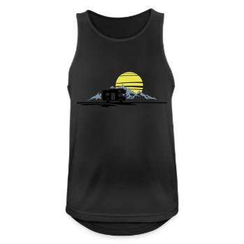 Freizeit - Wohnmobil Berge - Männer Tank Top atmungsaktiv - Schwarz - Vorne - Nick (188cm)