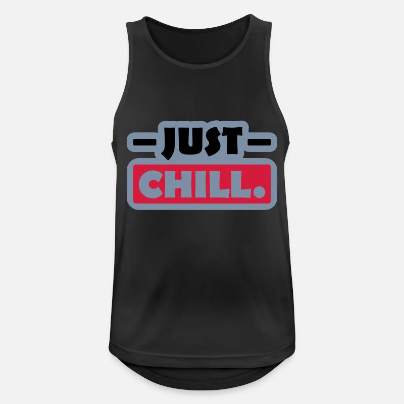 Just Chill Text Logo - Men's Breathable Tank Top - black