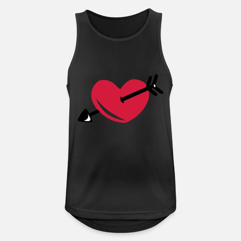 Herz - Pfeil - Männer Tank Top atmungsaktiv - Schwarz