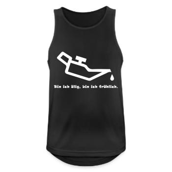 Bin ich ölig bin ich frölich (weiß) - Männer Tank Top atmungsaktiv - Schwarz - Vorne - Nick (188cm)