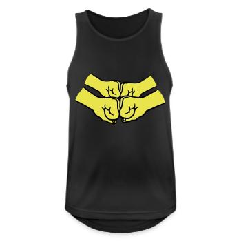 4 Haende Crew - Männer Tank Top atmungsaktiv - Schwarz - Vorne - Nick (188cm)