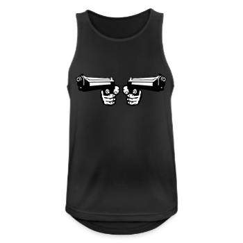 Waffe Revolver Pistole Doppelhand Waffe - Männer Tank Top atmungsaktiv - Schwarz - Vorne - Nick (188cm)