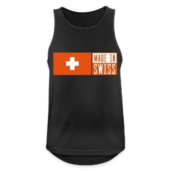 made in swiss - Männer Tank Top atmungsaktiv - Schwarz - Vorne - Nick (188cm)