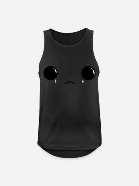 Cute sad face - Männer Tank Top atmungsaktiv - Schwarz