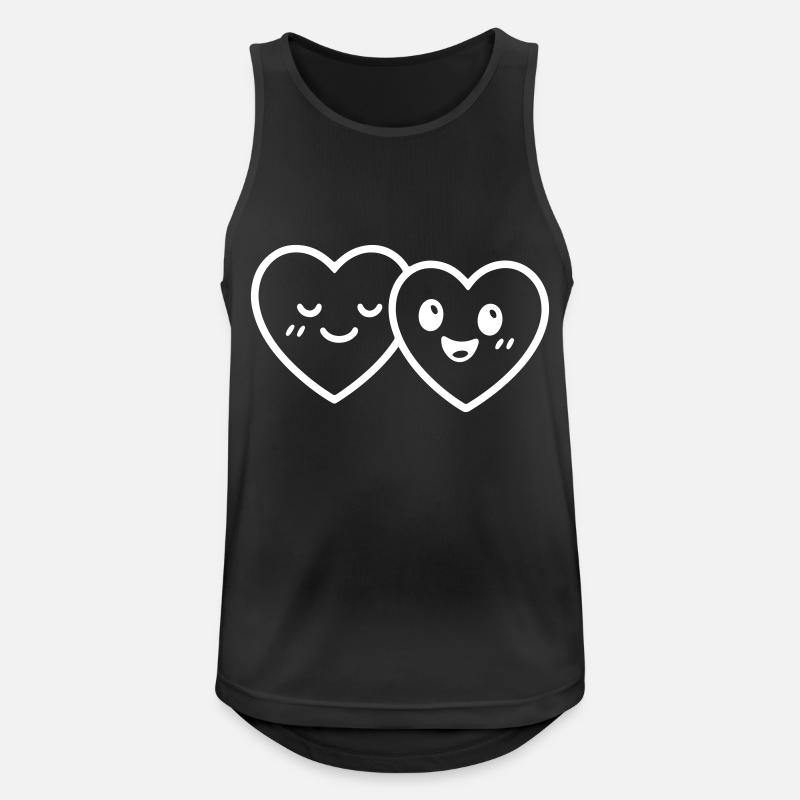 Coeurs Couple Amour - Débardeur respirant Homme - noir