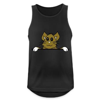 Hübsche Kleine Katze Guckt Versteckt Hinter Mauer - Männer Tank Top atmungsaktiv - Schwarz - Vorne - Nick (188cm)