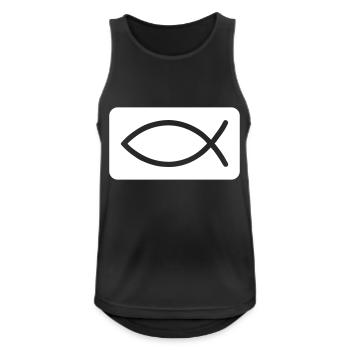 Fisch Christlich Jesus - Männer Tank Top atmungsaktiv - Schwarz - Vorne - Nick (188cm)