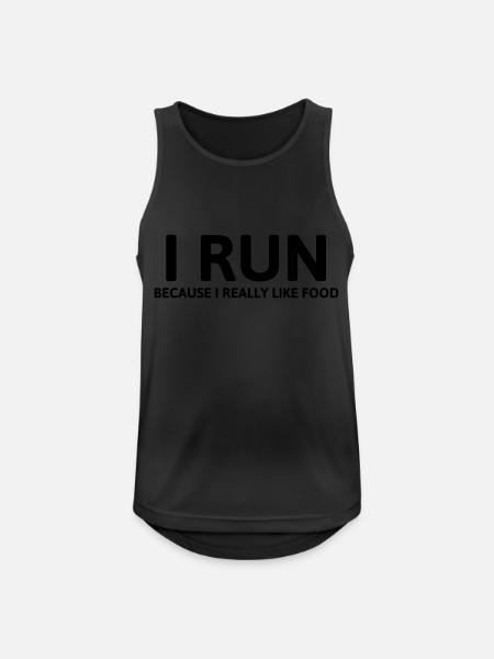 I run because I really like food - Men's Breathable Tank Top - black