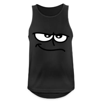 Ironisch guckendes schmunzelndes Cartoon Gesicht - Männer Tank Top atmungsaktiv - Schwarz - Vorne - Nick (188cm)