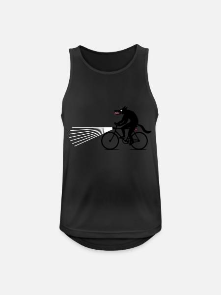 Wolf, Fahrrad - Männer Tank Top atmungsaktiv - Schwarz