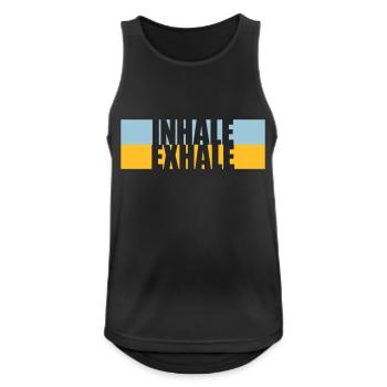 Inspirez expirez Yoga citation - Débardeur respirant Homme - noir - Devant - Nick (188cm)