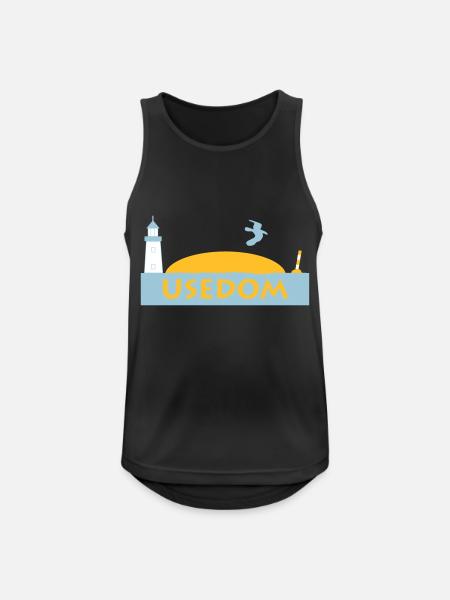 Usedom - Männer Tank Top atmungsaktiv - Schwarz