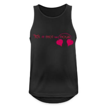 Du + Ich = Wir hearts (1c) - Männer Tank Top atmungsaktiv - Schwarz - Vorne - Nick (188cm)