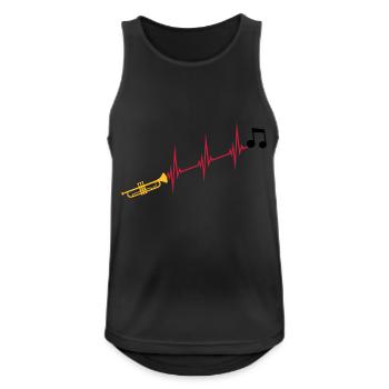Note de musique trompette heartbeat - Débardeur respirant Homme - noir - Devant - Nick (188cm)