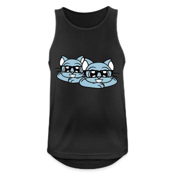 2 Clever Nerd Cats Lunettes à monture de corne Geek Eyewear Team - Débardeur respirant Homme - noir - Devant - Nick (188cm)