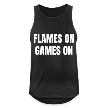 Flames on games on - Männer Tank Top atmungsaktiv - Schwarz - Vorne - Nick (188cm)