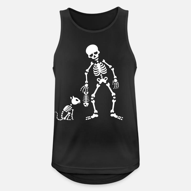 Cat likes fish bone skeleton - Men's Breathable Tank Top - black