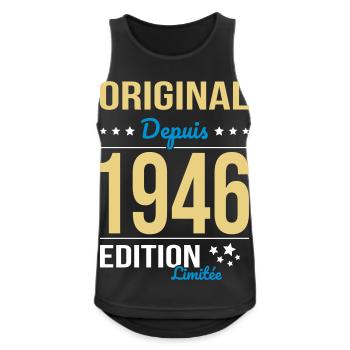 Original seit 1946 – 80-jähriges Jubiläum - Männer Tank Top atmungsaktiv - Schwarz - Vorne - Nick (188cm)