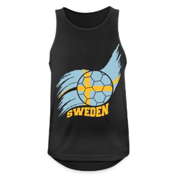 Flag Ball Suède Logo de fan de football suédois - Débardeur respirant Homme - noir - Devant - Nick (188cm)