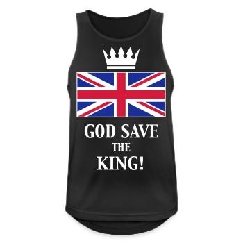 God Save The King! (England / Great Britain / 3C) - Männer Tank Top atmungsaktiv - Schwarz - Vorne - Nick (188cm)